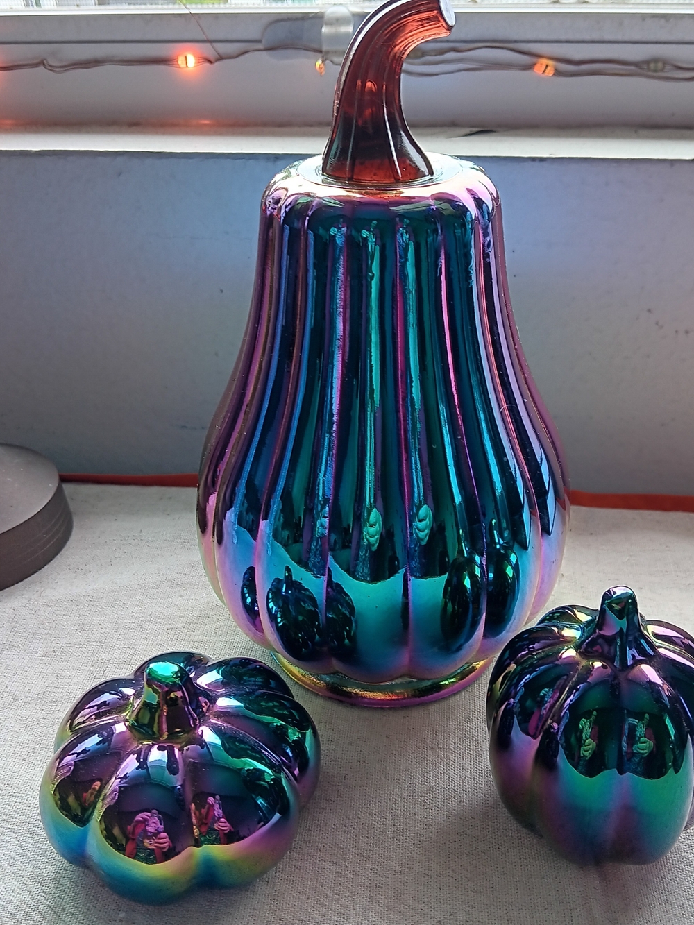 Iridescent Glass Pumpkin and Pear Home Accent Set - Multi-Color